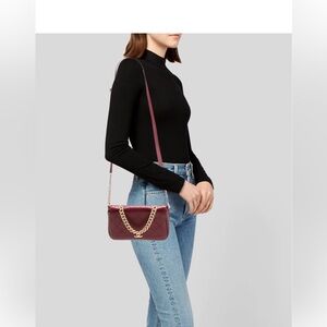 Chanel Burgundy Leather Shoulder Bag with Gold Chain